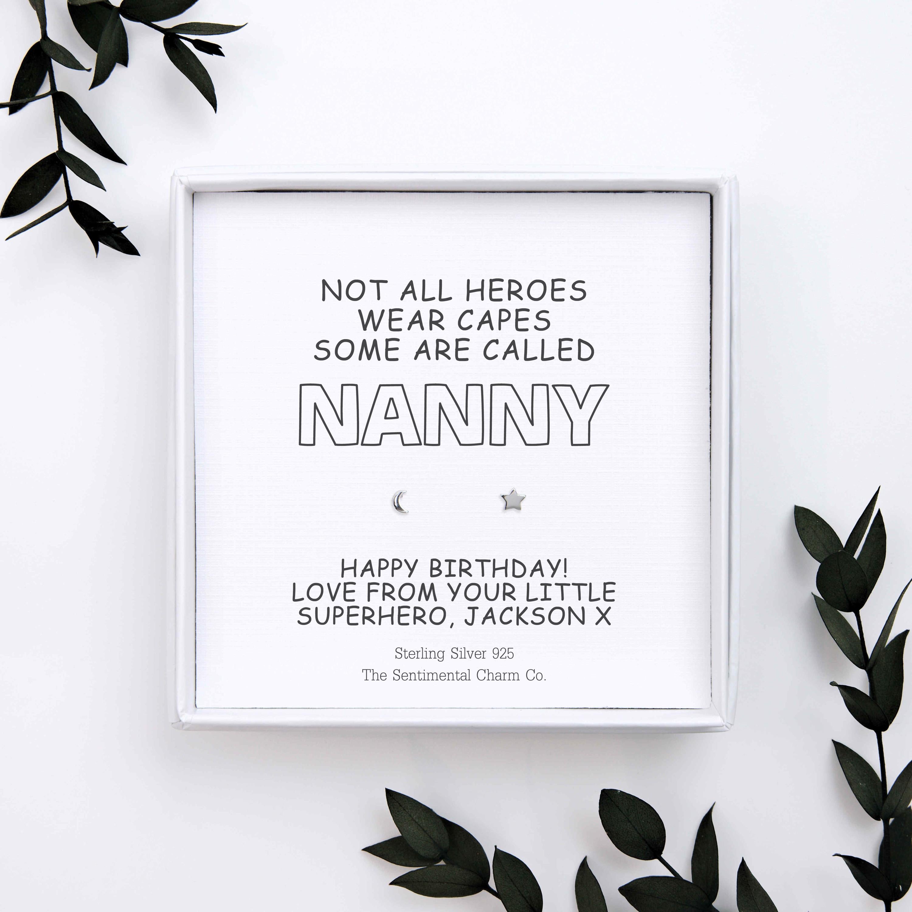 Personalised “Not All Heroes Wear Capes Some Are Called ___” Sterling Silver Stud Earrings