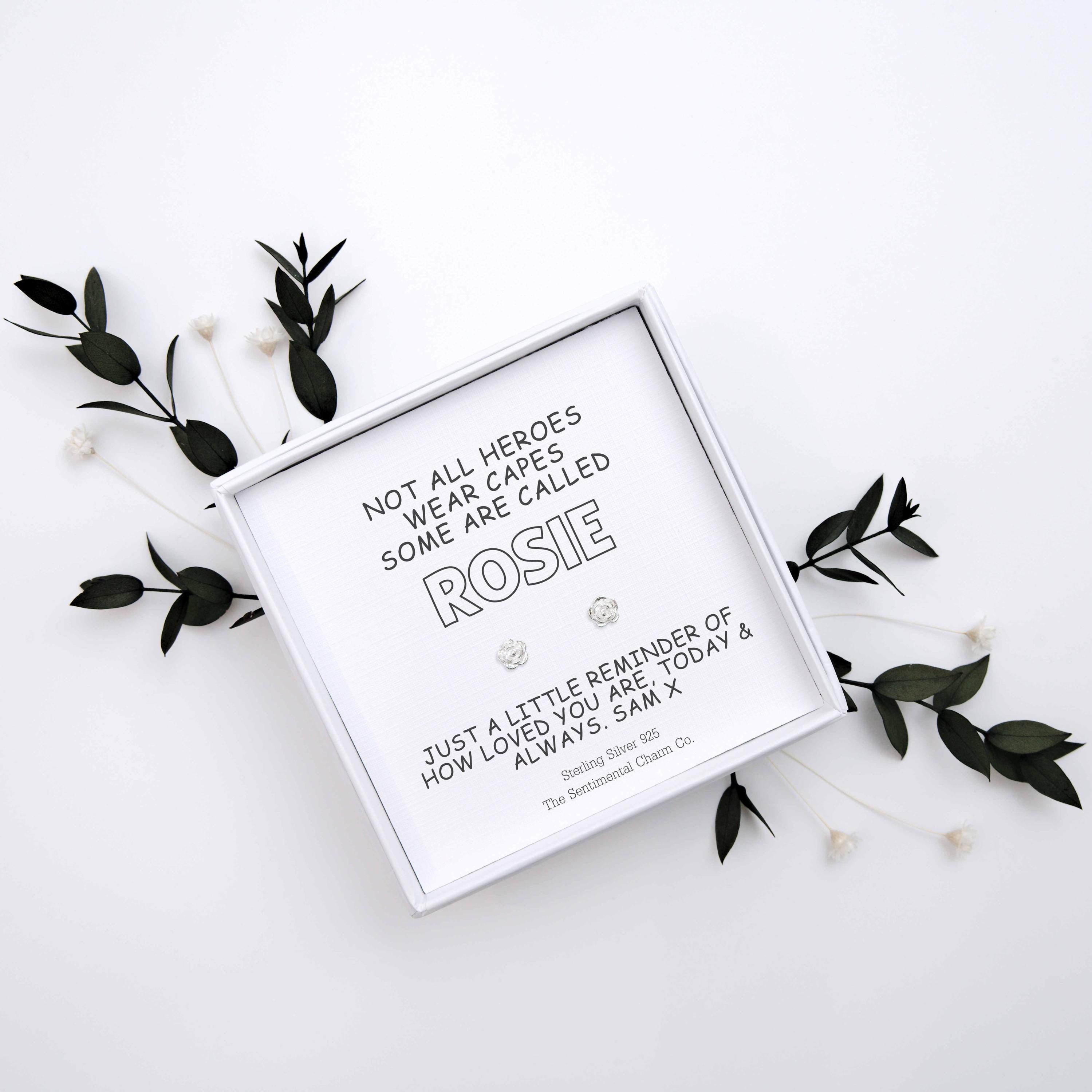 Personalised “Not All Heroes Wear Capes Some Are Called ___” Sterling Silver Stud Earrings