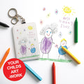 Custom Kids Artwork Card Holder Keychain - Personalised Childs Drawing Gift for Mum, Mummy, Grandma, Nan, Nanny Etc