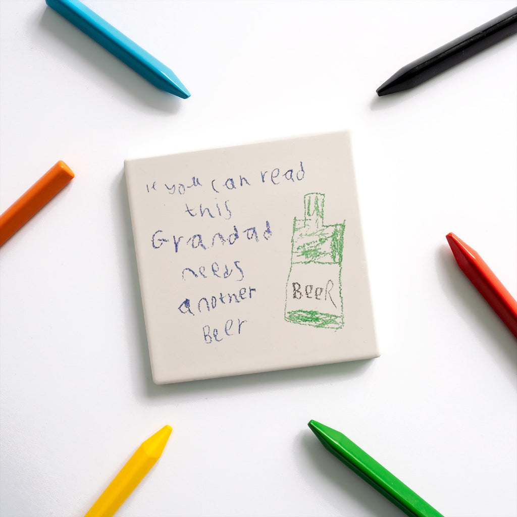 Personalised Kids Artwork Ceramic Coaster – Custom Drawing Gift for Dad, Grandad, Uncle, Godfather
