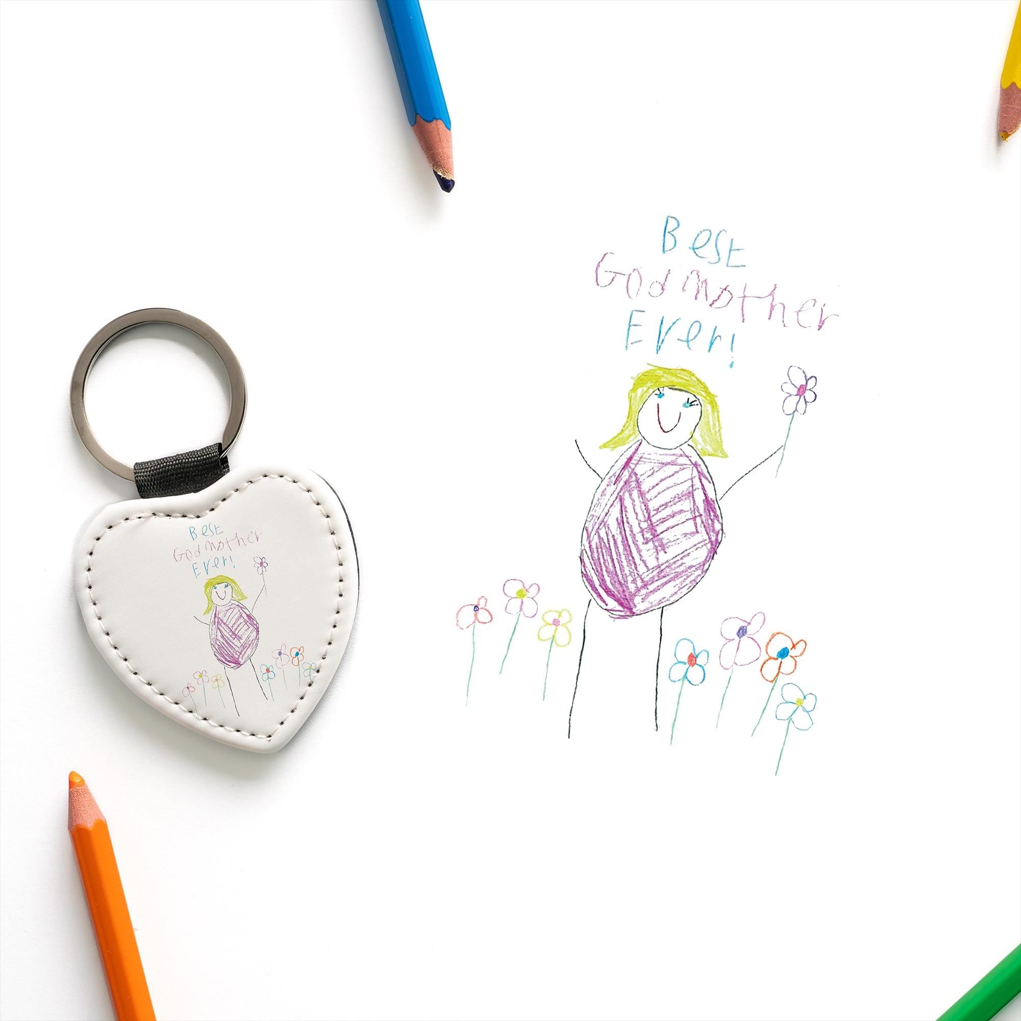 Personalised Kids Scribble Keyring – Custom Nursery Drawing Gift for Mum, Nan, Grandma