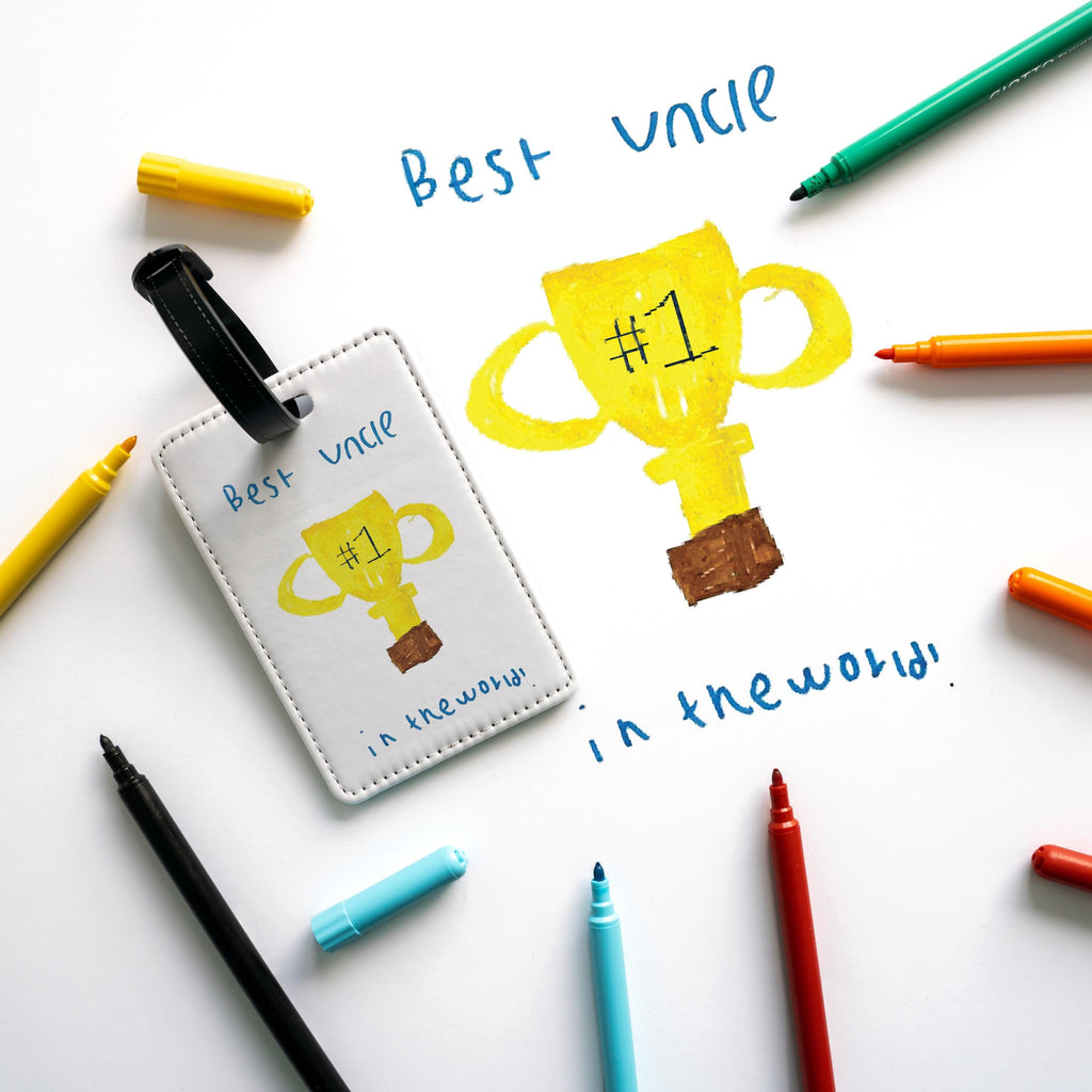 Personalised Kids Artwork Luggage Tag – Custom Drawing Travel Gift for Him