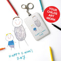 Custom Childs Artwork Card Holder Keyring Gift for Dad, Grandad, Uncle, Godfather etc Custom Printed Kids Drawing Slim Wallet