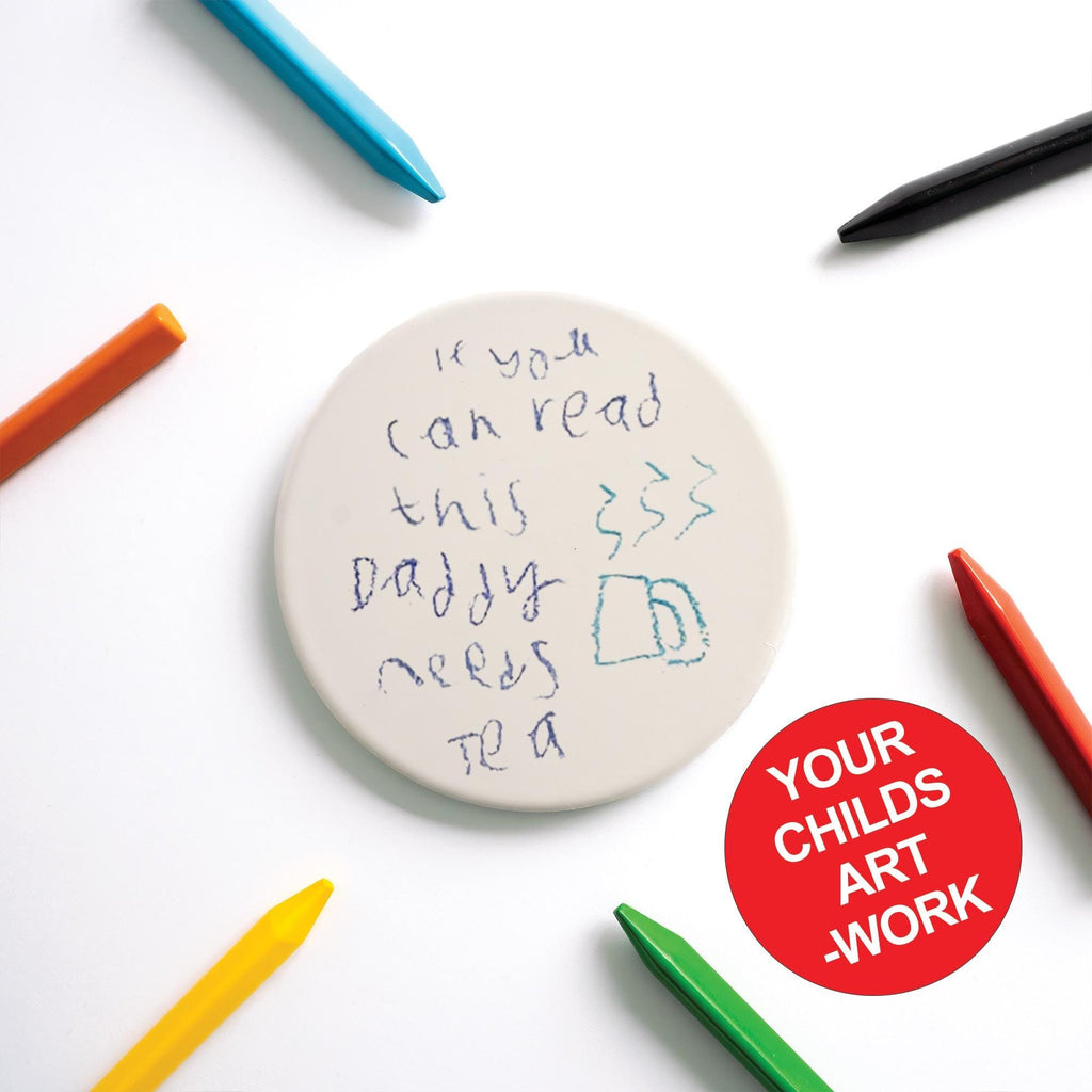 Personalised Kids Artwork Ceramic Coaster – Custom Drawing Gift for Dad, Grandad, Uncle, Godfather