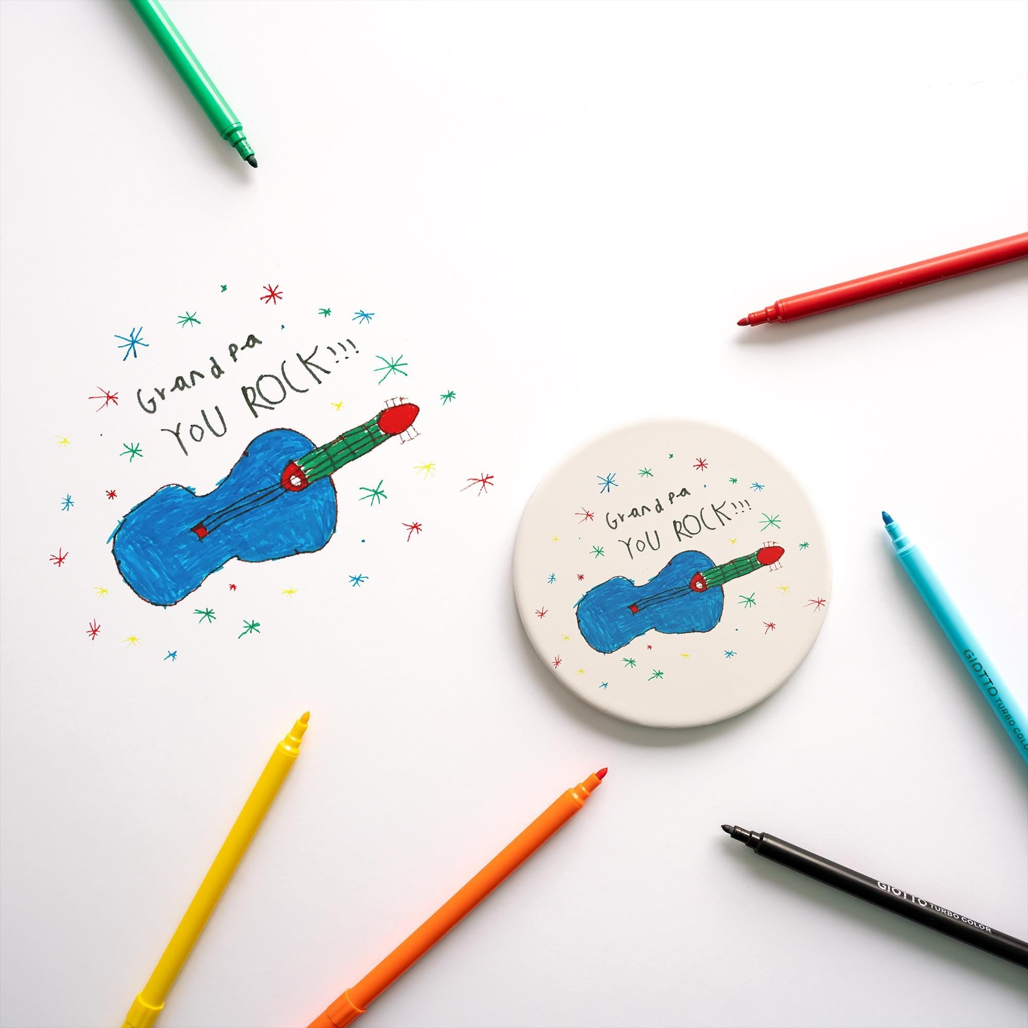 Personalised Kids Artwork Ceramic Coaster – Custom Drawing Gift for Dad, Grandad, Uncle, Godfather
