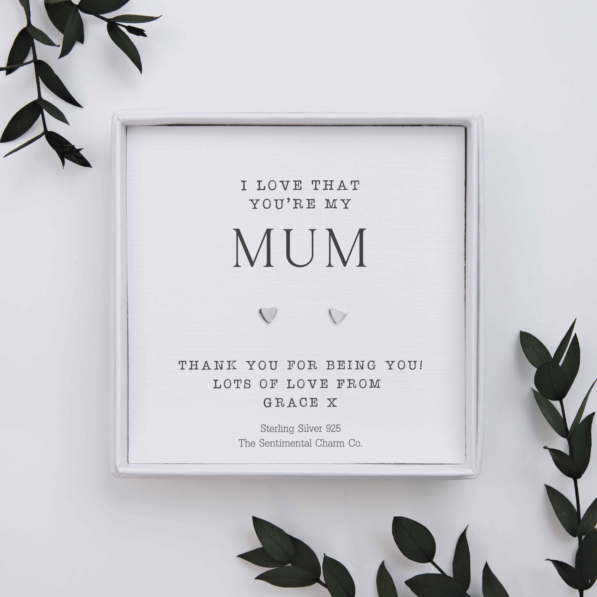 Personalised “I Love That You’re My ___” Sterling Silver Stud Earrings