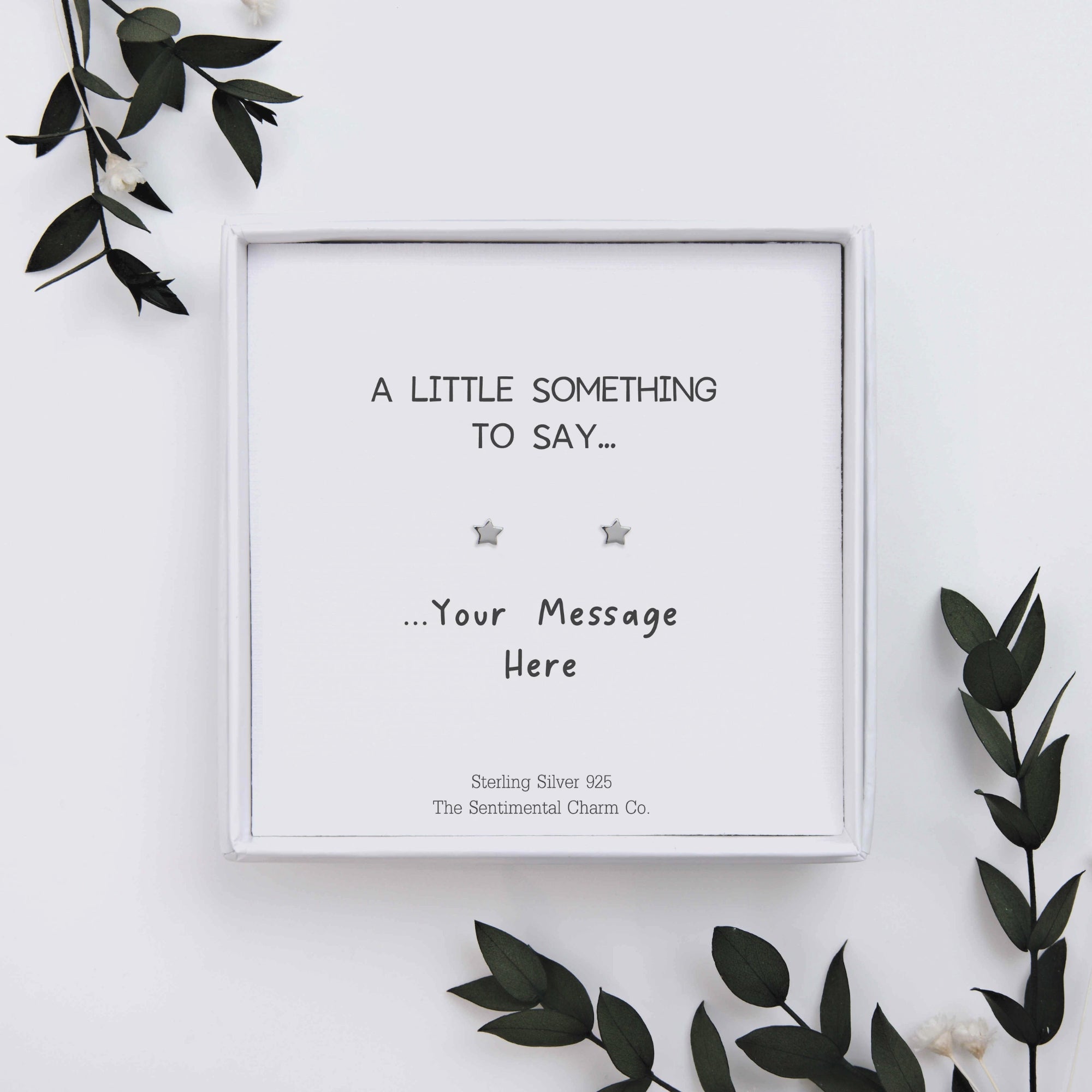 Personalised “A Little Something to Say…” Sterling Silver Stud Earrings – Custom Message Quote Card