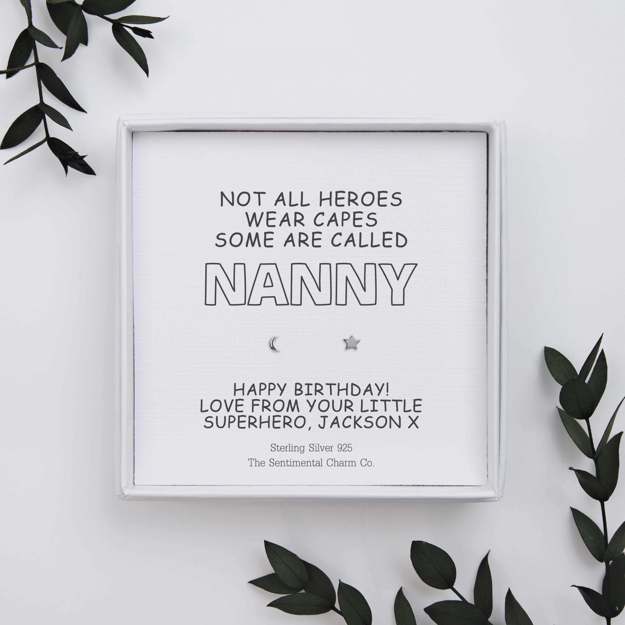 Personalised “Not All Heroes Wear Capes Some Are Called ___” Sterling Silver Stud Earrings