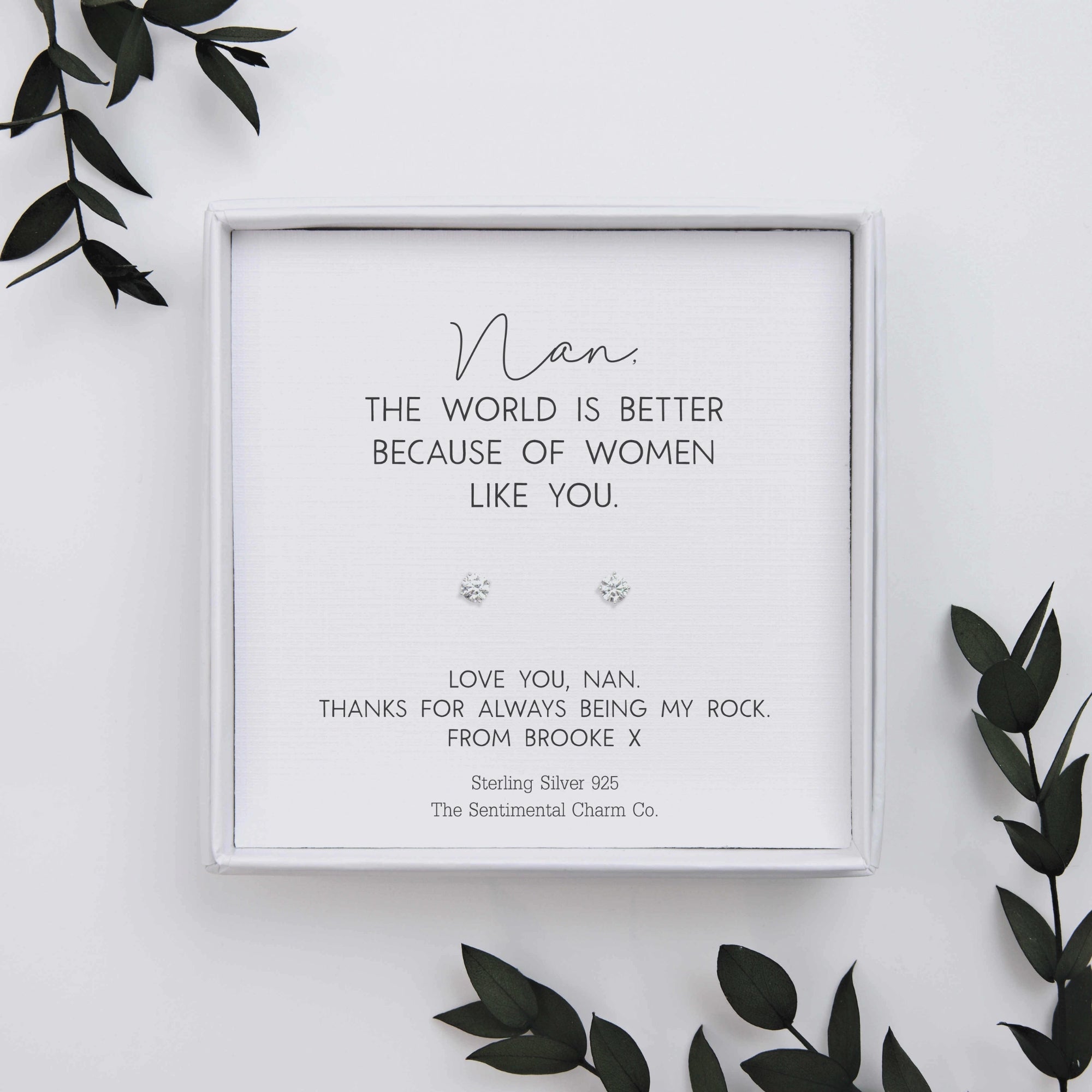 Personalised “___ The World Is Better Because of Women Like You” Sterling Silver Stud Earrings
